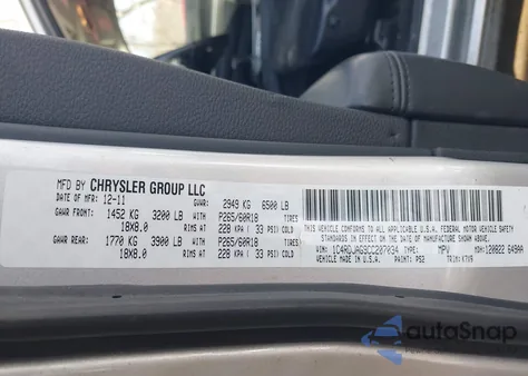 2012 Dodge Durango Sxt z USA, uszkodzony, nr VIN 1C4RDJAG9CC207034